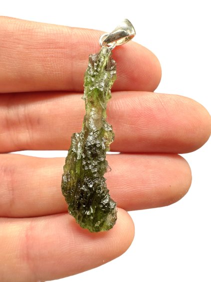 Silber Moldavit Anhänger 3,3g