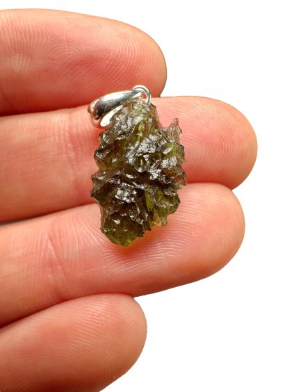 Silver moldavite pendant