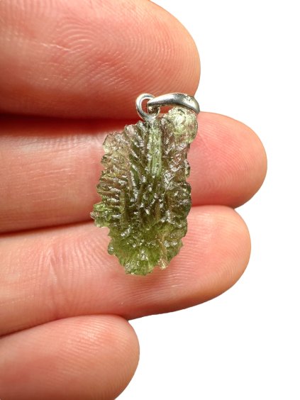 Silver moldavite pendant