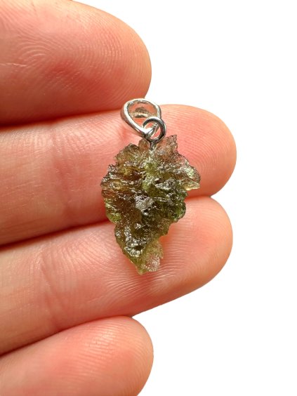 Silver moldavite pendant