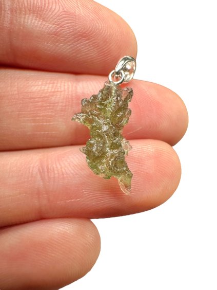 Silver moldavite pendant