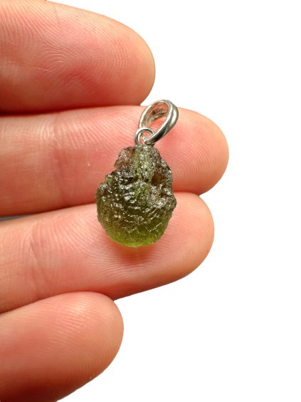 Silver moldavite pendant