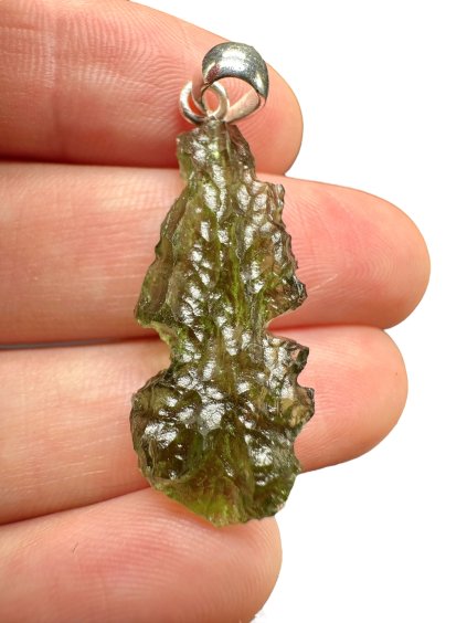 Silver moldavite pendant