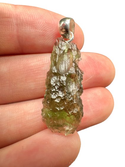 Silver moldavite pendant