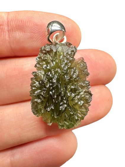 Silver moldavite pendant