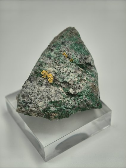 Gold on malachite – Okozondje, Kunene, Namibia