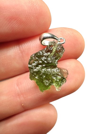 Silver moldavite pendant