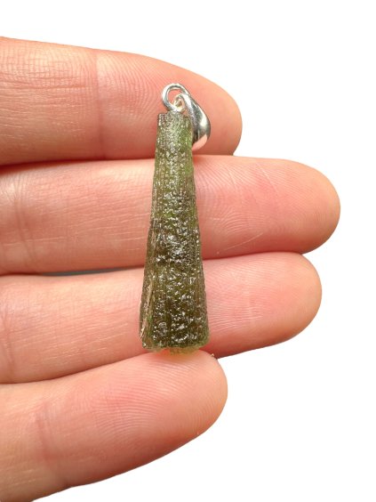 Silver moldavite pendant