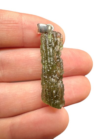 Silver moldavite pendant