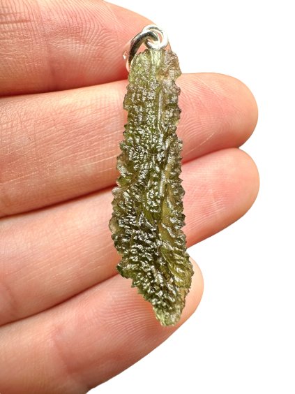 Silver moldavite pendant