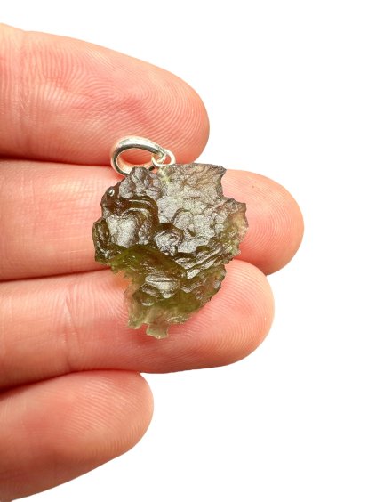 Silver moldavite pendant
