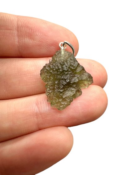 Silver moldavite pendant