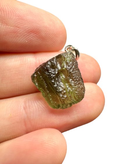 Silver moldavite pendant