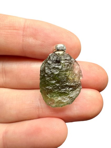 Silver moldavite pendant