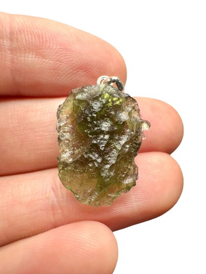 Silver moldavite pendant