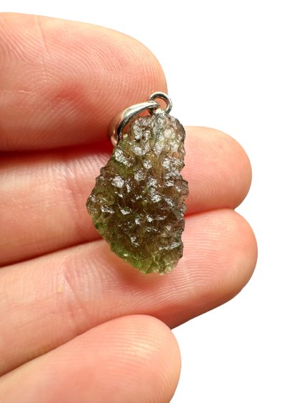 Silver moldavite pendant