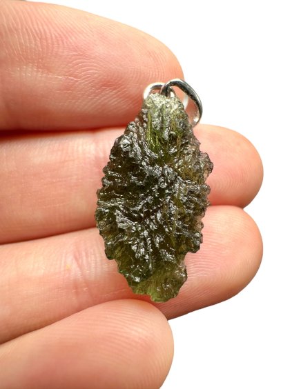 Silver moldavite pendant