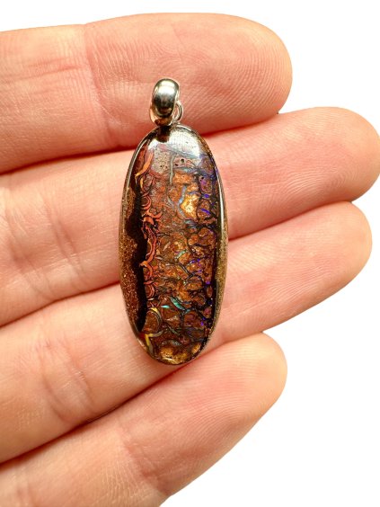 Silver pendant from Australian boulder opal