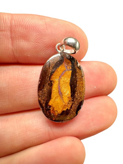 Silver pendant from Australian boulder opal