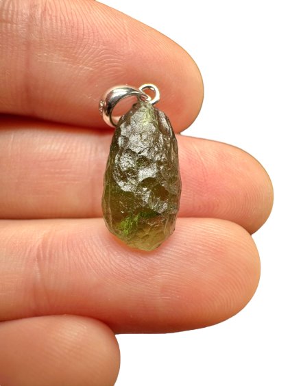 Silber Moldavit Anhänger 1,3g