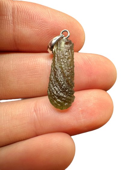 Silber Moldavit Anhänger 1,2g