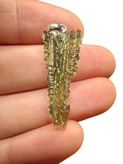 Silber Moldavit Anhänger 1,3g