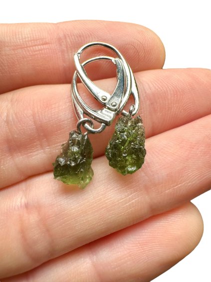 Silber Moldavit Ohrringe 2g