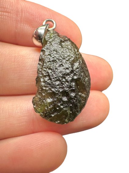 Silber Moldavit Anhänger 3,6g