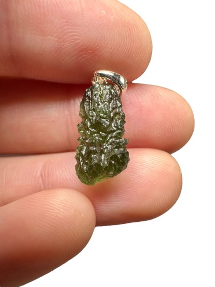Silber Moldavit Anhänger 1,3g