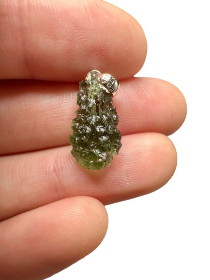 Silber Moldavit Anhänger 1,3g