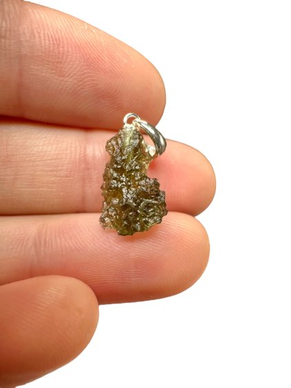 Silber Moldavit Anhänger 0,8g