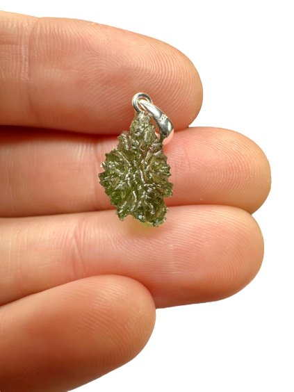 Silber Moldavit Anhänger 0,8g