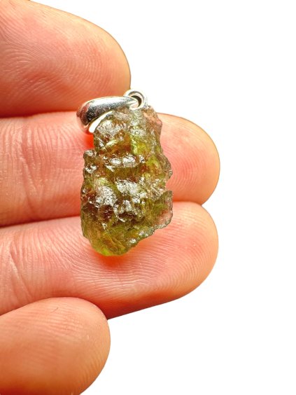 Silber Moldavit Anhänger 1,1g