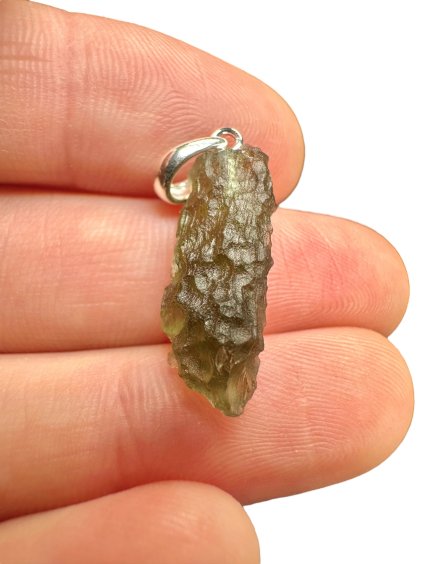 Silber Moldavit Anhänger 1,3g