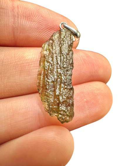 Silber Moldavit Anhänger 1,4g