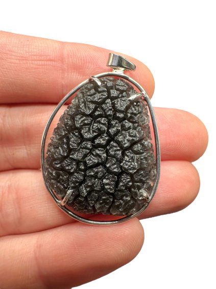 Silver pendant made from carpathian obsidian 7,9g