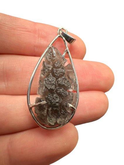 Silver pendant made from carpathian obsidian 3,8g