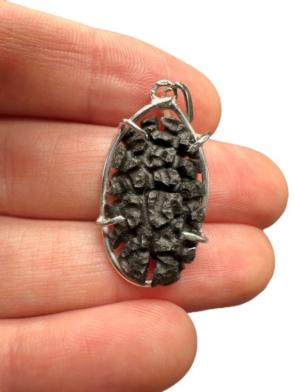 Silver pendant made from carpathian obsidian 2,1g