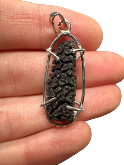 Silver pendant made from carpathian obsidian 2,5g