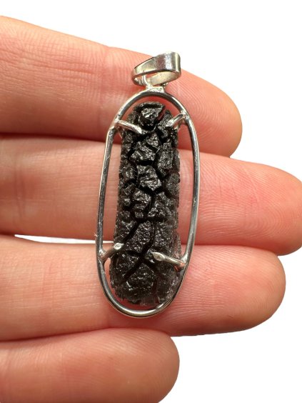 Silver pendant made from carpathian obsidian 2,6g