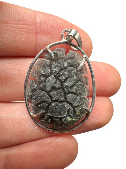 Silver pendant made from carpathian obsidian 4,2g