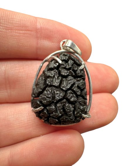 Silver pendant made from carpathian obsidian 4,6g
