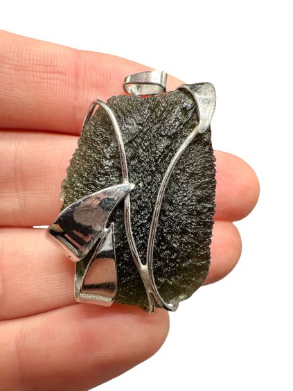 Silber Moldavit Anhänger 12,8g