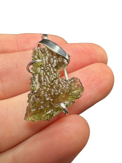 Silber Moldavit Anhänger 2,4g aus Maly Chlum