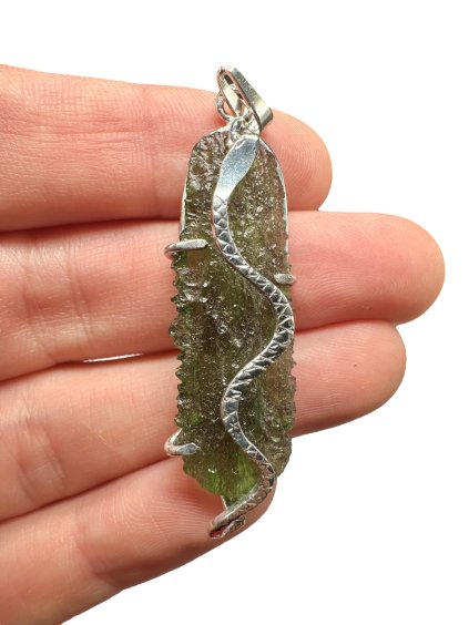 Silber Moldavit Anhänger 5,1g