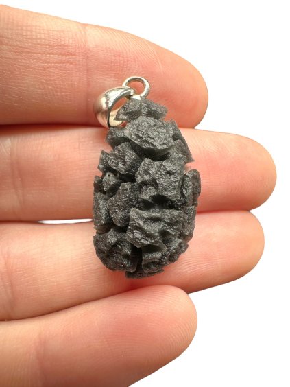 Silver pendant made from carpathian obsidian 4,2g