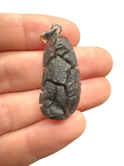 Silver pendant made from carpathian obsidian 4,8g