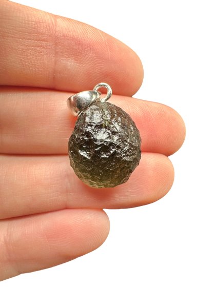Silber Moldavit Anhänger 3,1g