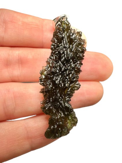 Silver moldavite pendant from Maly Chlum 8g