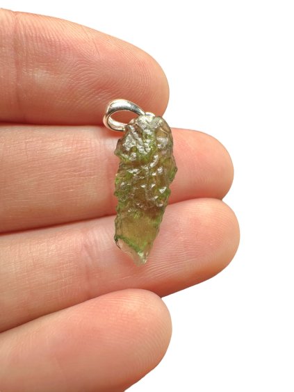 Silber Moldavit Anhänger 1g